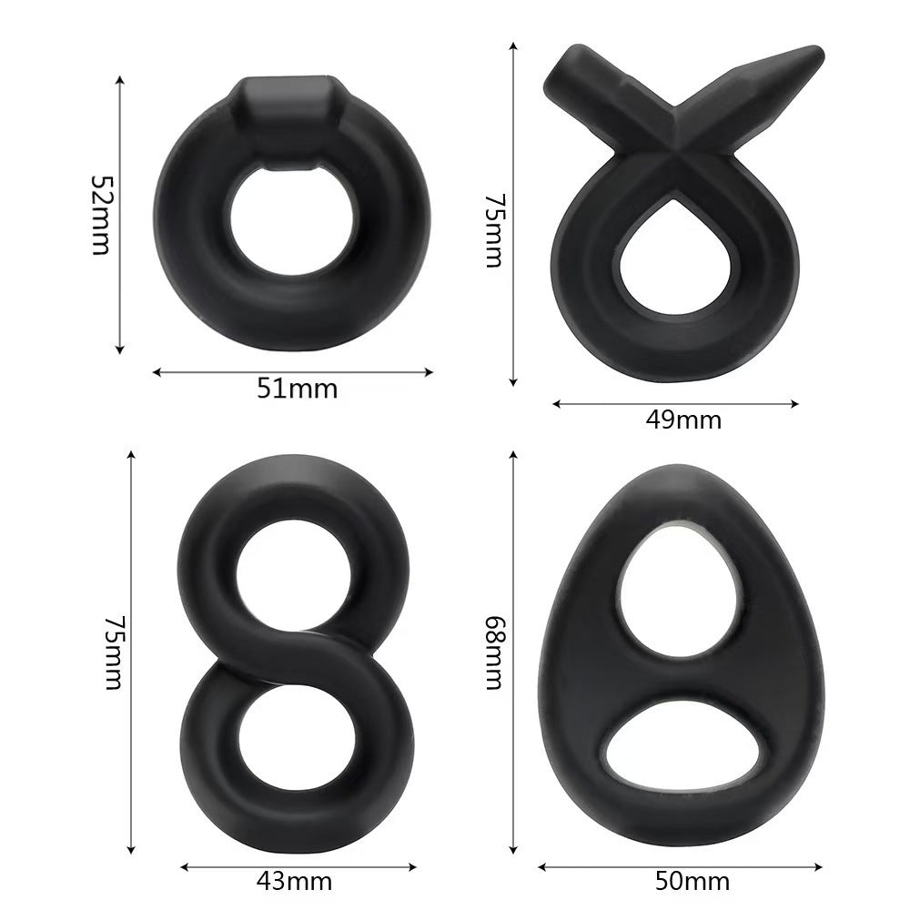 Men's Liquid Silicone Delay Ring Kit – 4 Styles