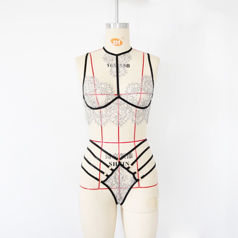 Spandex Lace Three-Point Lingerie Set – Sizes S–3XL