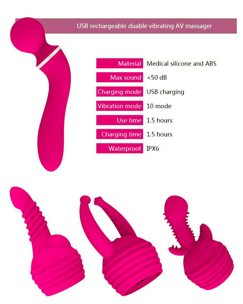 10-Frequency Silicone Vibrating Wand – With or Without Head Attachment