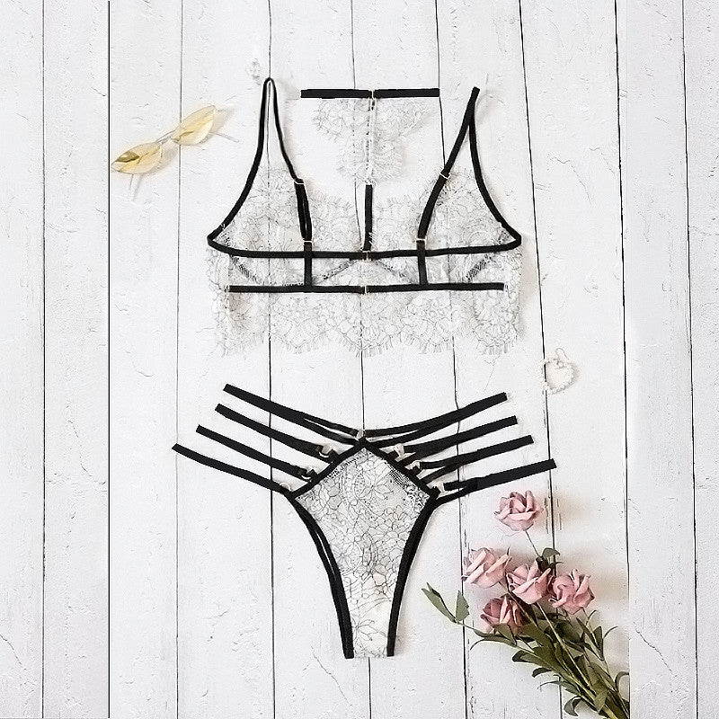 Spandex Lace Three-Point Lingerie Set – Sizes S–3XL