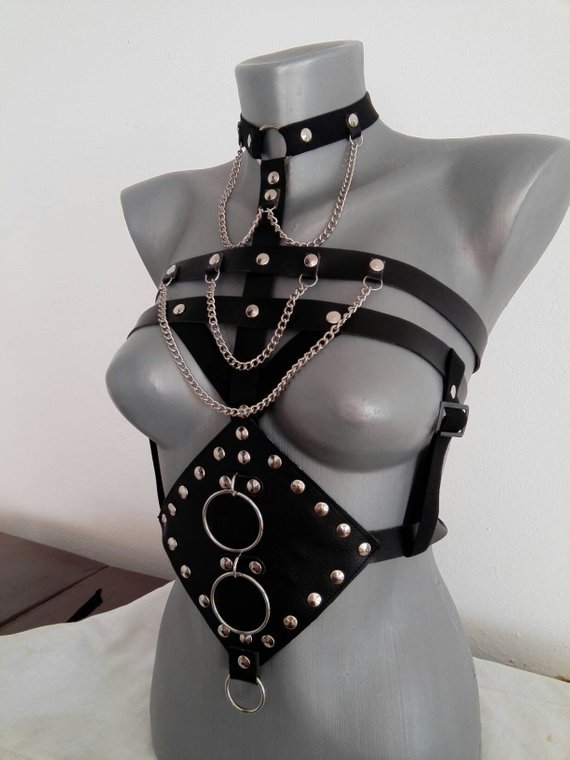 PU Leather Open Bra Bondage Camisole – One Size