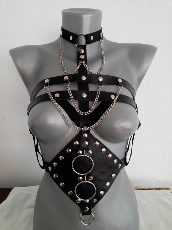 PU Leather Open Bra Bondage Camisole – One Size