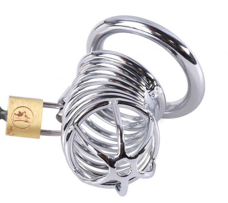 Red Metal Male Chastity Cage with Bird Cage Lock