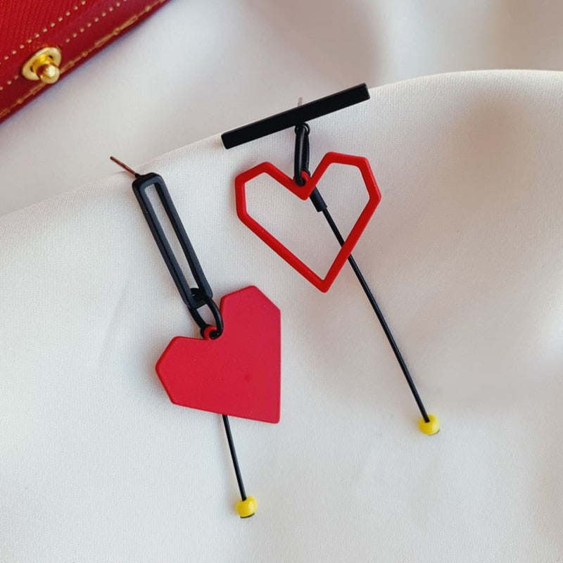 Asymmetric Love Heart Earrings