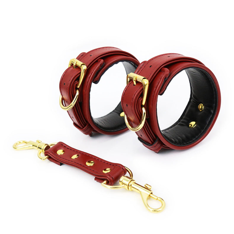 Leather Handcuffs Leg Cuffs With Waist Restraint Belt Toys