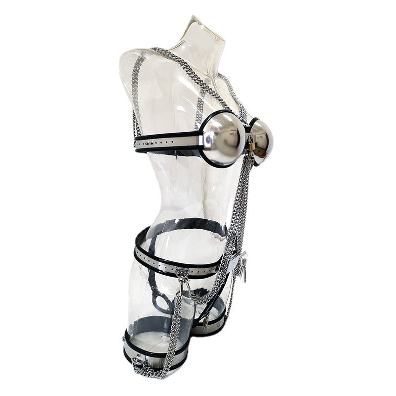 Stainless Steel Female T Breast Manipulation Clothes Thigh Ring Three Pieces