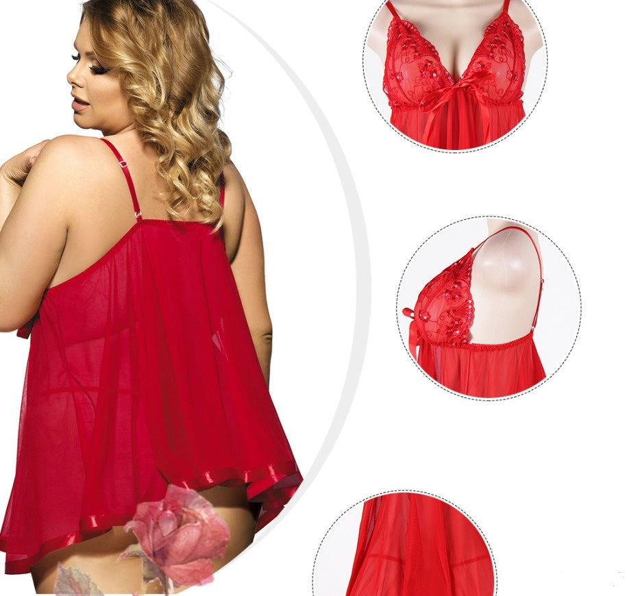 Plus Size Lace Sling Sleepdress – Sizes M–6XL