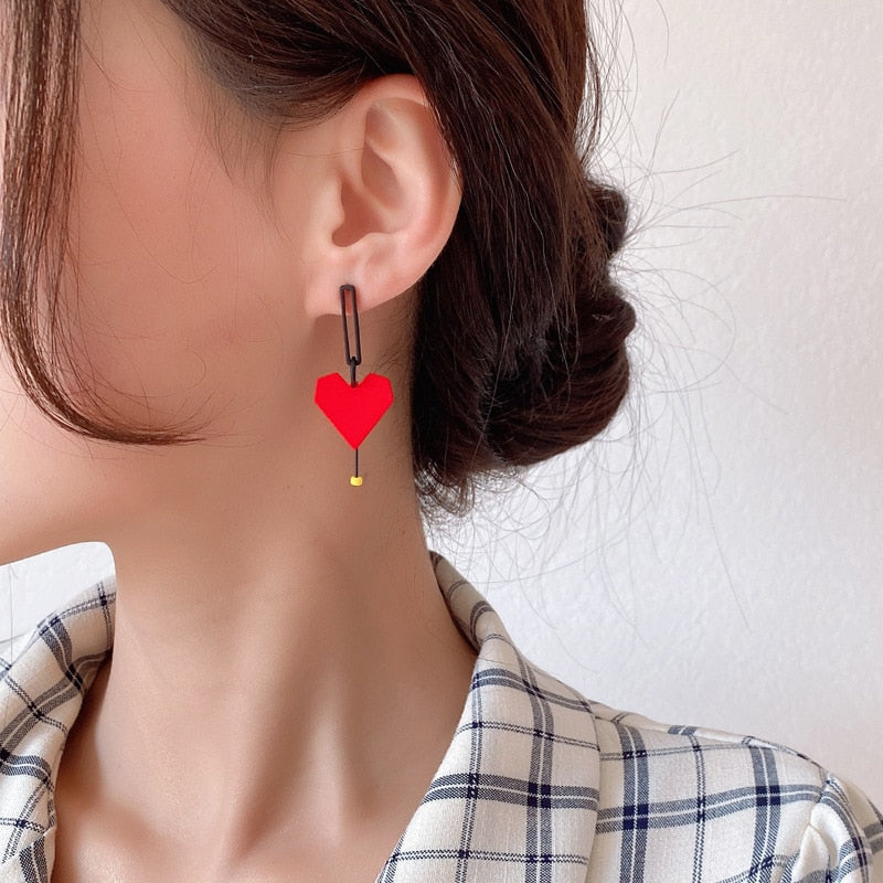 Asymmetric Love Heart Earrings