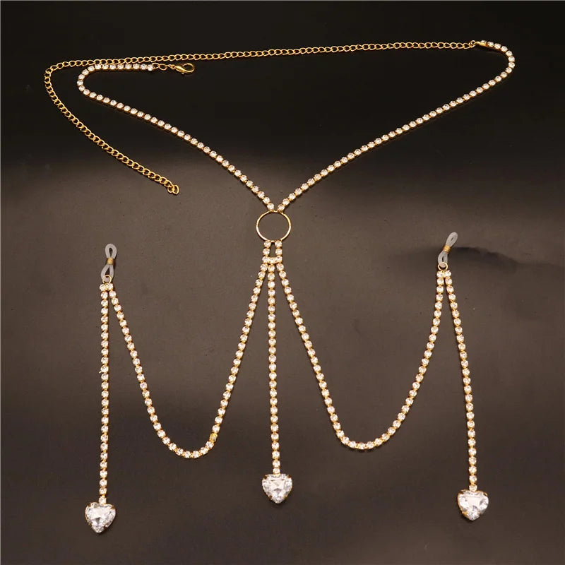 White Heart Non-Piercing Nipple Chain