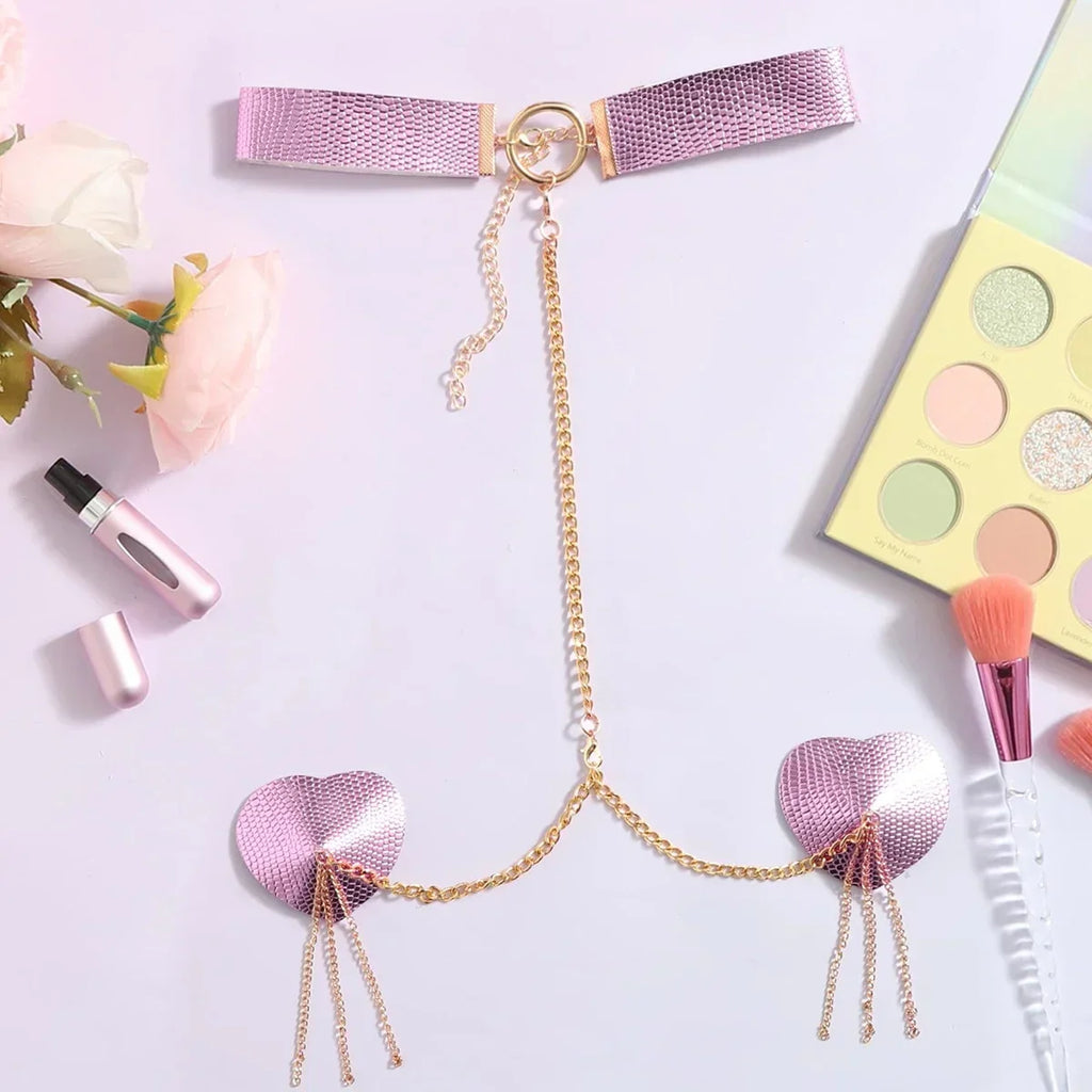 Heart Tassel Leather Nipple Cover