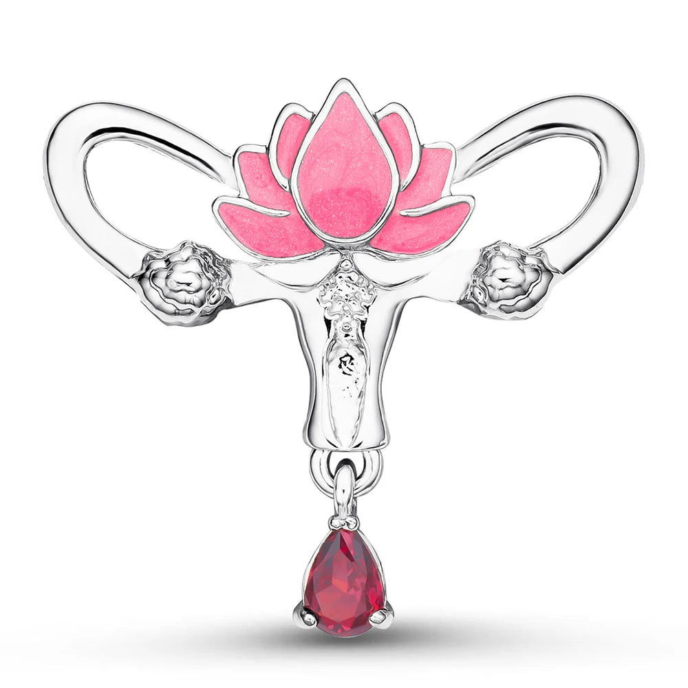 Lotus Uterus Crystal Brooch Pin