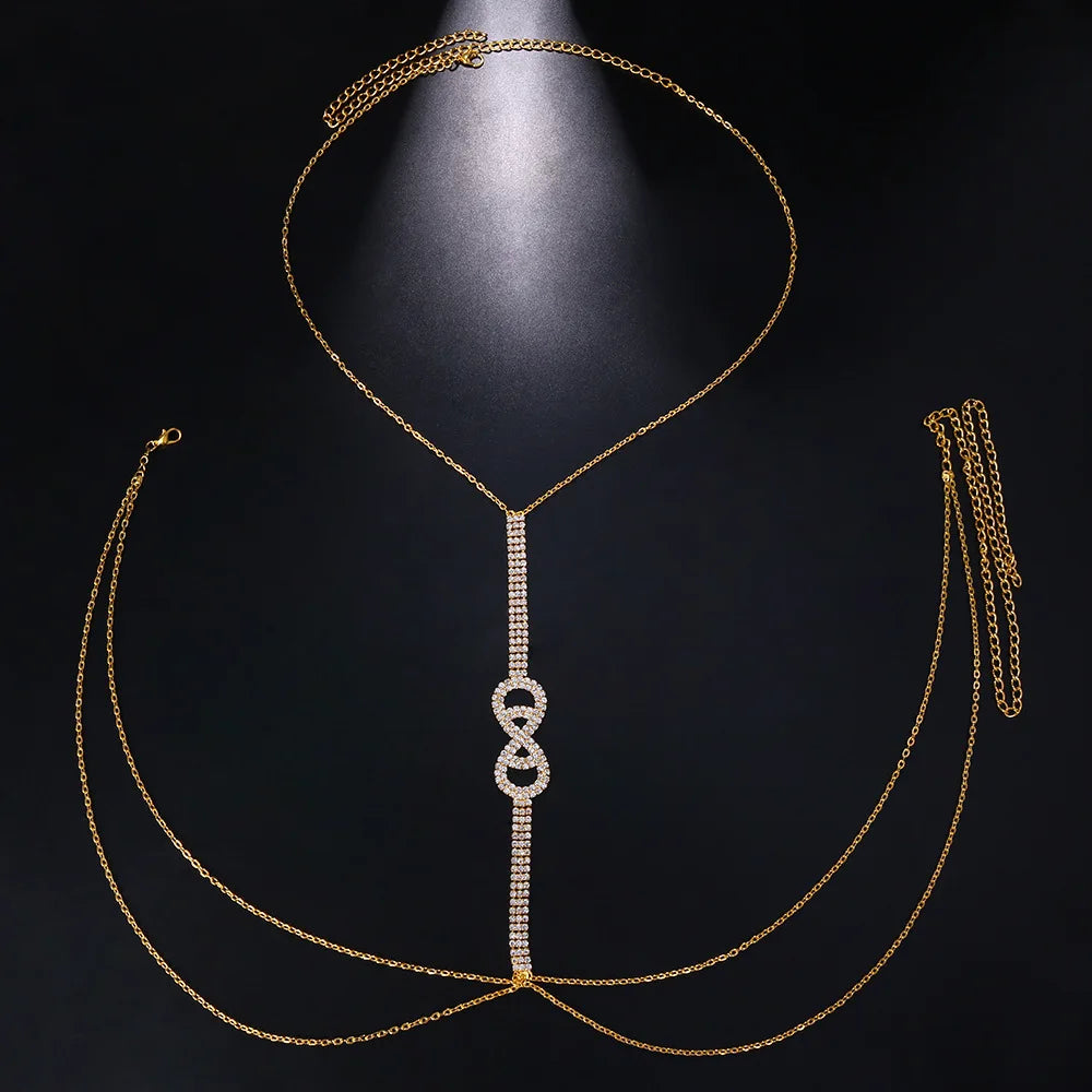 Rhinestone Chest & Waist Harness Body Chain
