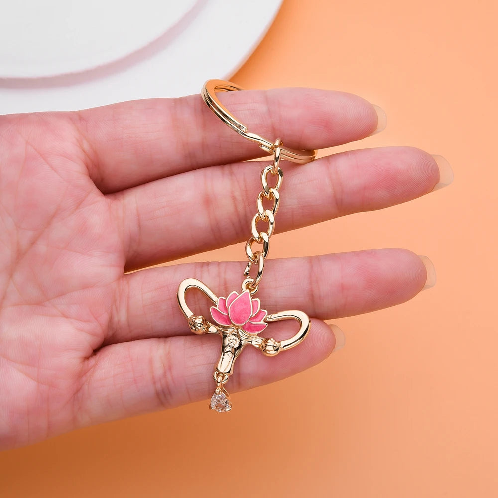 Lotus Uterus Crystal Keychain