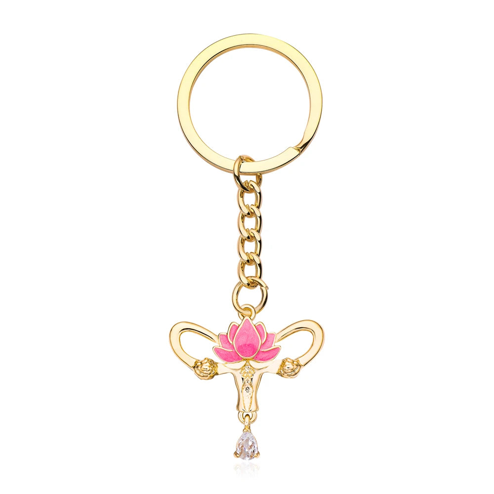 Lotus Uterus Crystal Keychain