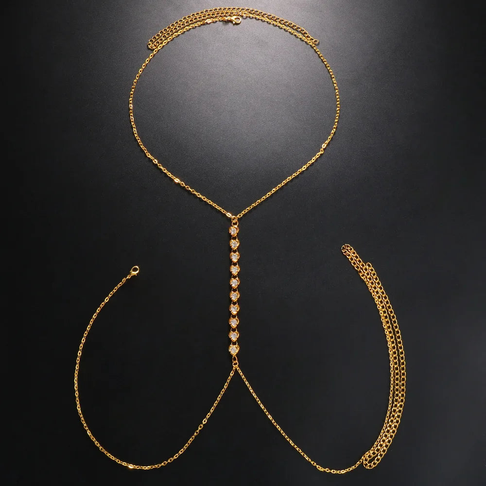 Rhinestone Chest & Waist Harness Body Chain