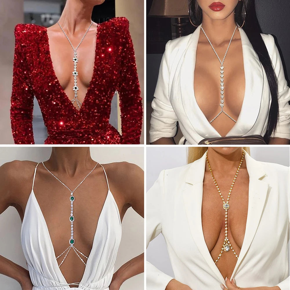 Rhinestone Chest & Waist Harness Body Chain