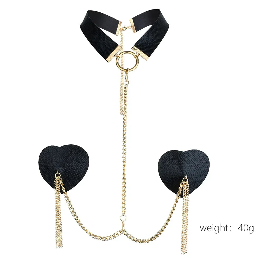 Heart Tassel Leather Nipple Cover