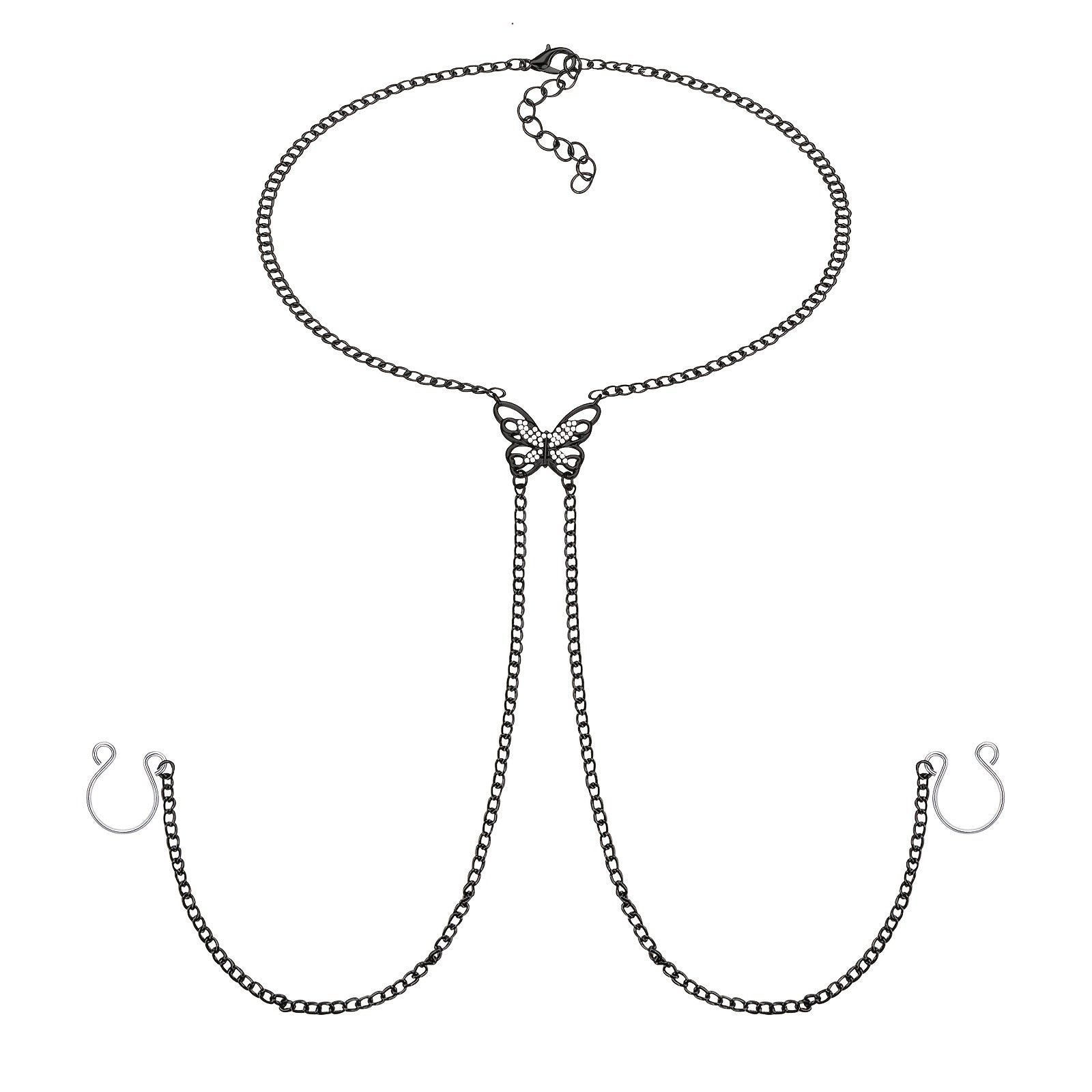 Butterfly Nipple Rings with Chain