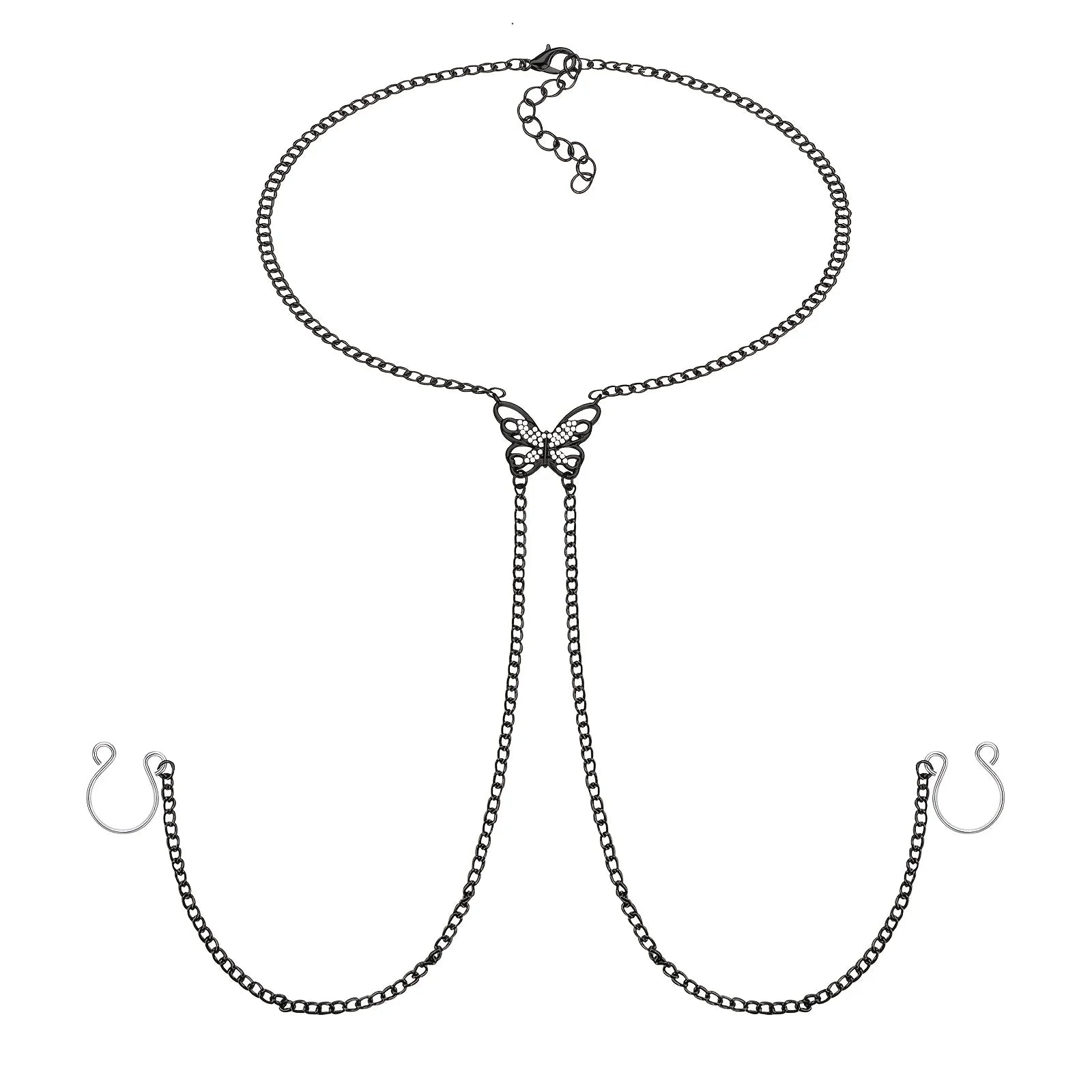 Butterfly Nipple Rings with Chain