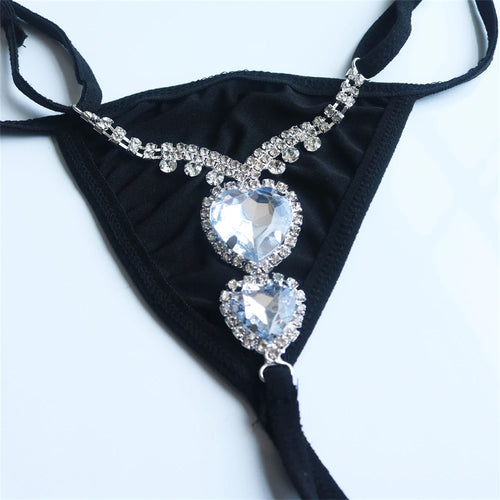 Double Love Gemstone Rhinestone Shorts Body Chain