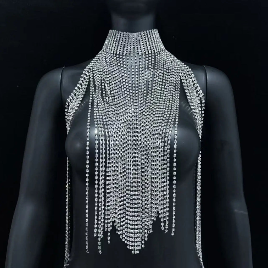 Sparkling Rhinestone Tassel Body Chain