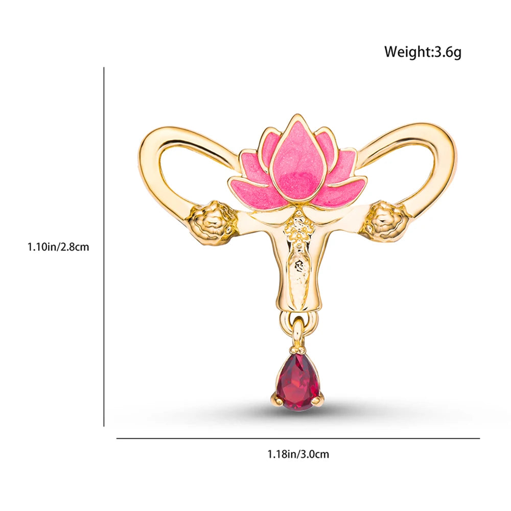 Lotus Uterus Crystal Brooch Pin