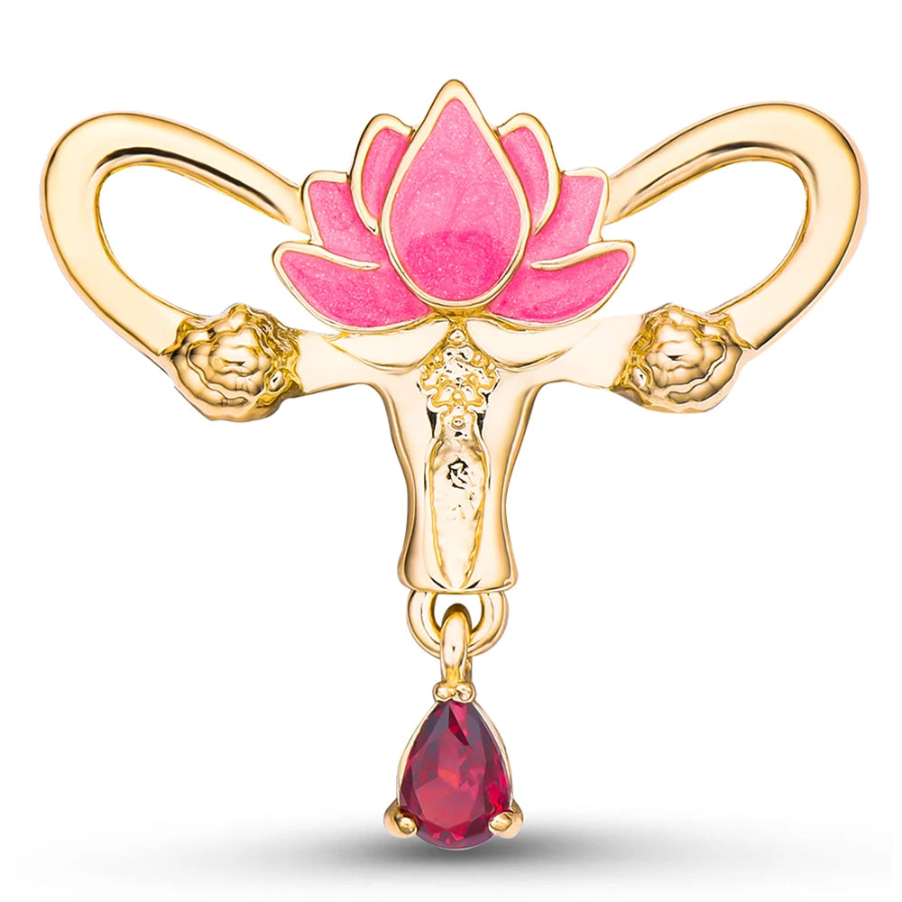 Lotus Uterus Crystal Brooch Pin