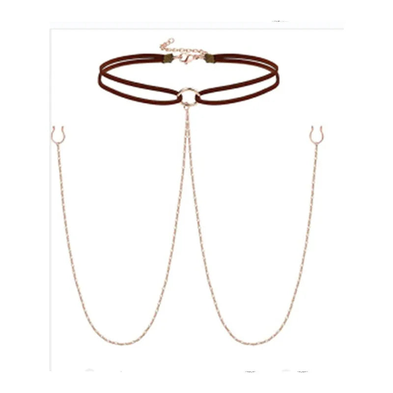 Non-Piercing Fake Nipple Rings with Chain