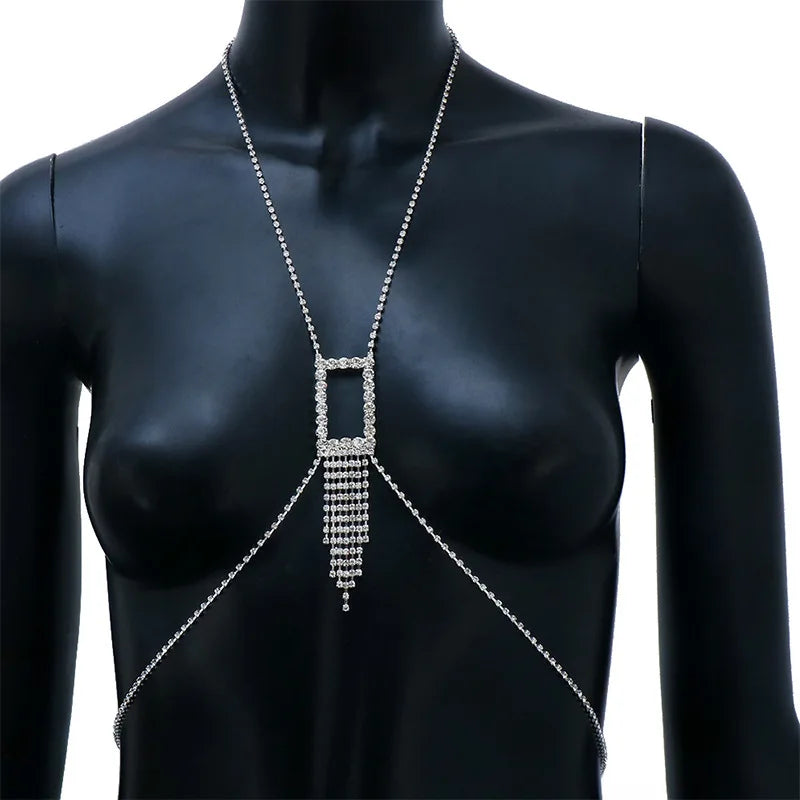 Rhinestone Chest & Waist Harness Body Chain