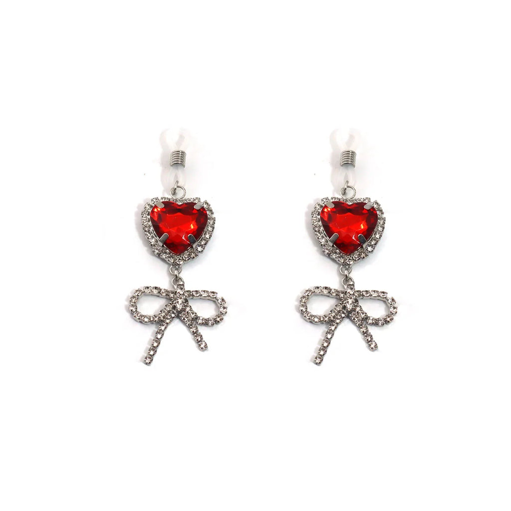 Bow Heart Nipple Rings Set