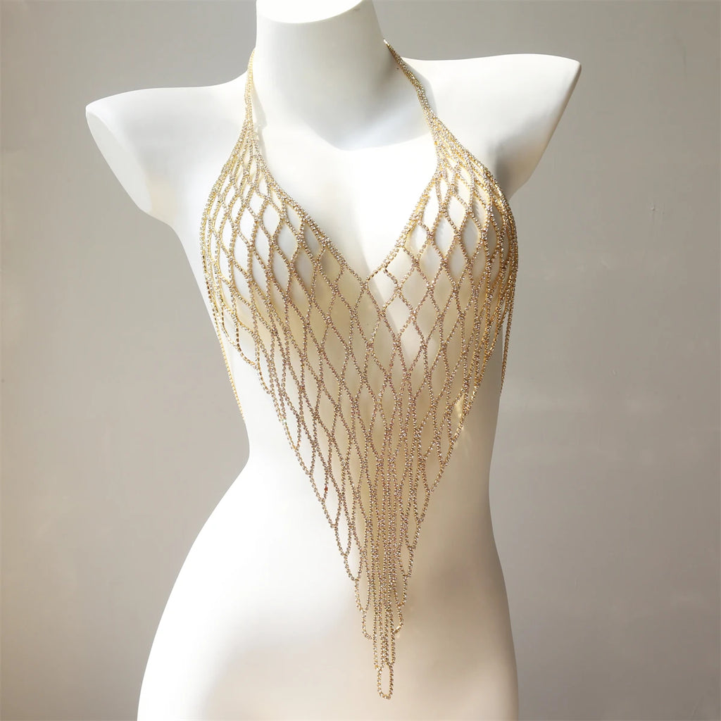 Crystal Zirconia Mesh Bra Body Chain