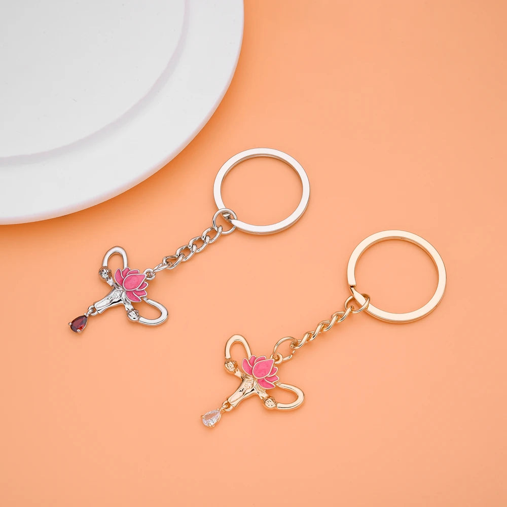 Lotus Uterus Crystal Keychain