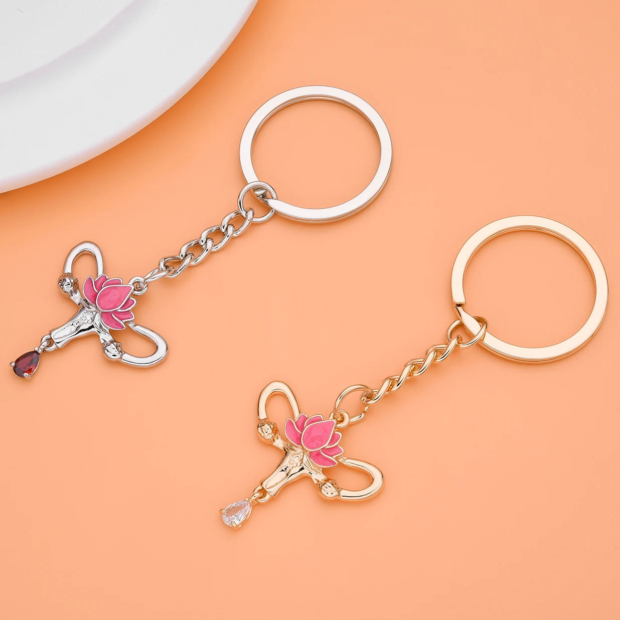 Lotus Uterus Crystal Keychain