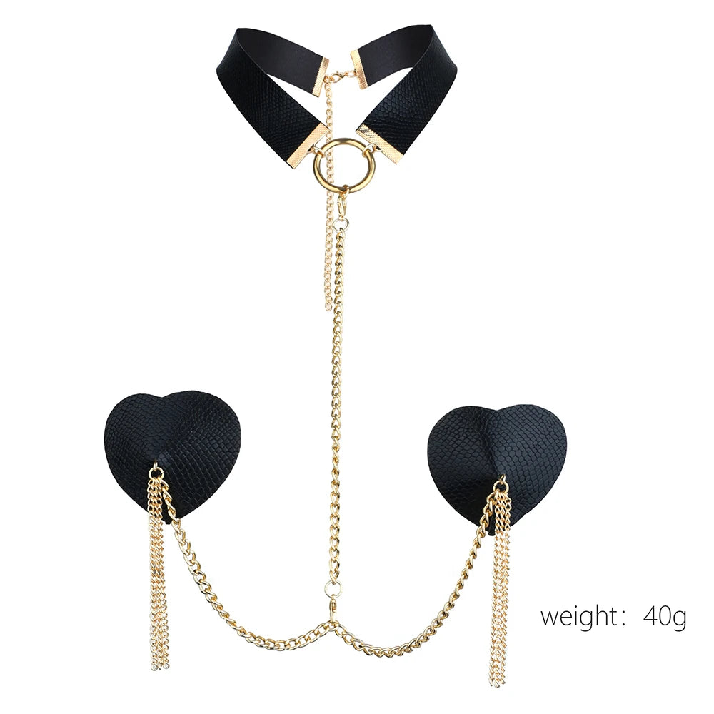 Heart Tassel Leather Nipple Cover