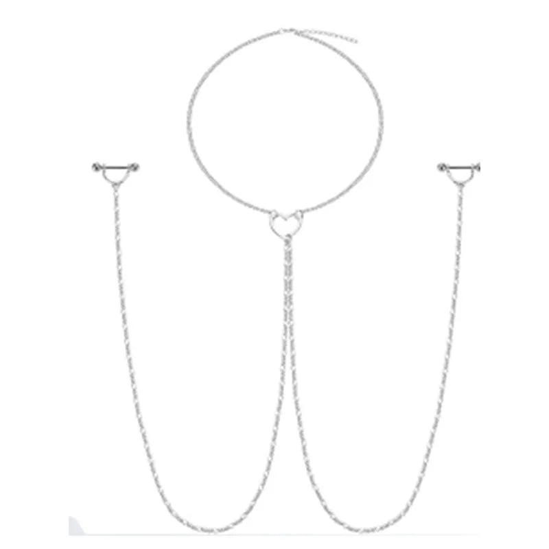 Non-Piercing Fake Nipple Rings with Chain