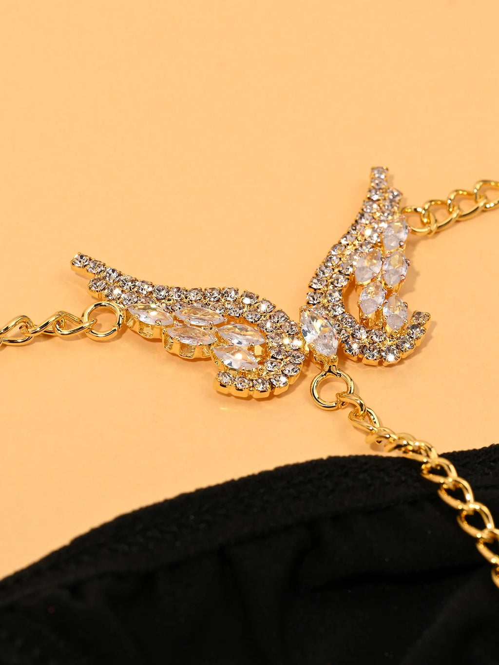 Wings Rhinestone Bikini Body Chain Thong