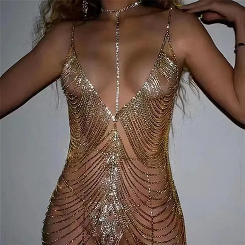 Luxury Rhinestone Tassel Full Body Chain