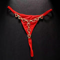 Crystal Heart Rhinestone Body Chain Thong