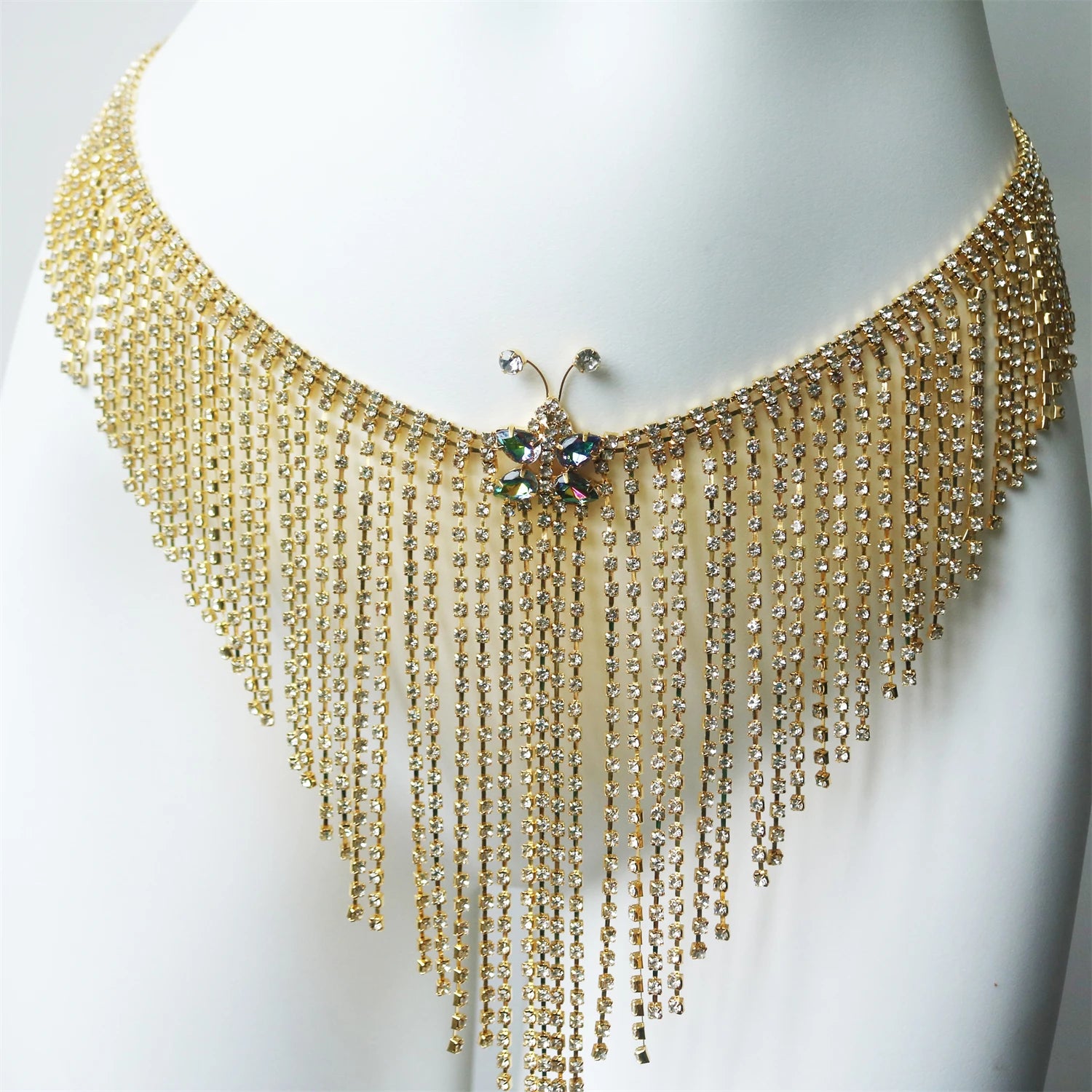 Gold Sparkling Tassel Crystal Waist Chain