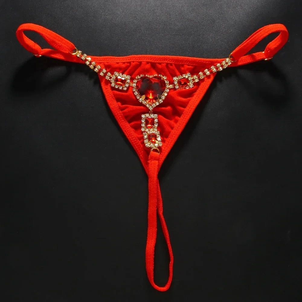 Crystal Heart G-String Thong with Body Chain