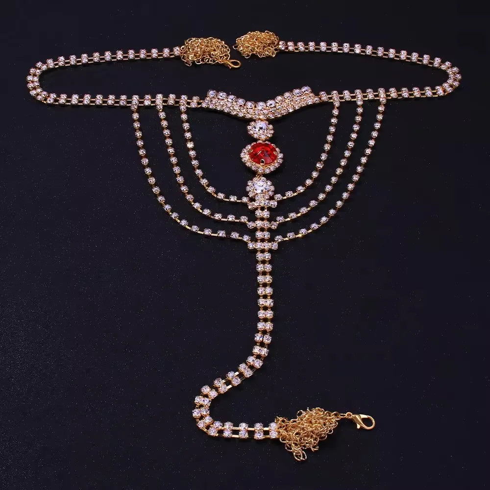 Crystal Thong & Belly Chain Body Jewellery Set
