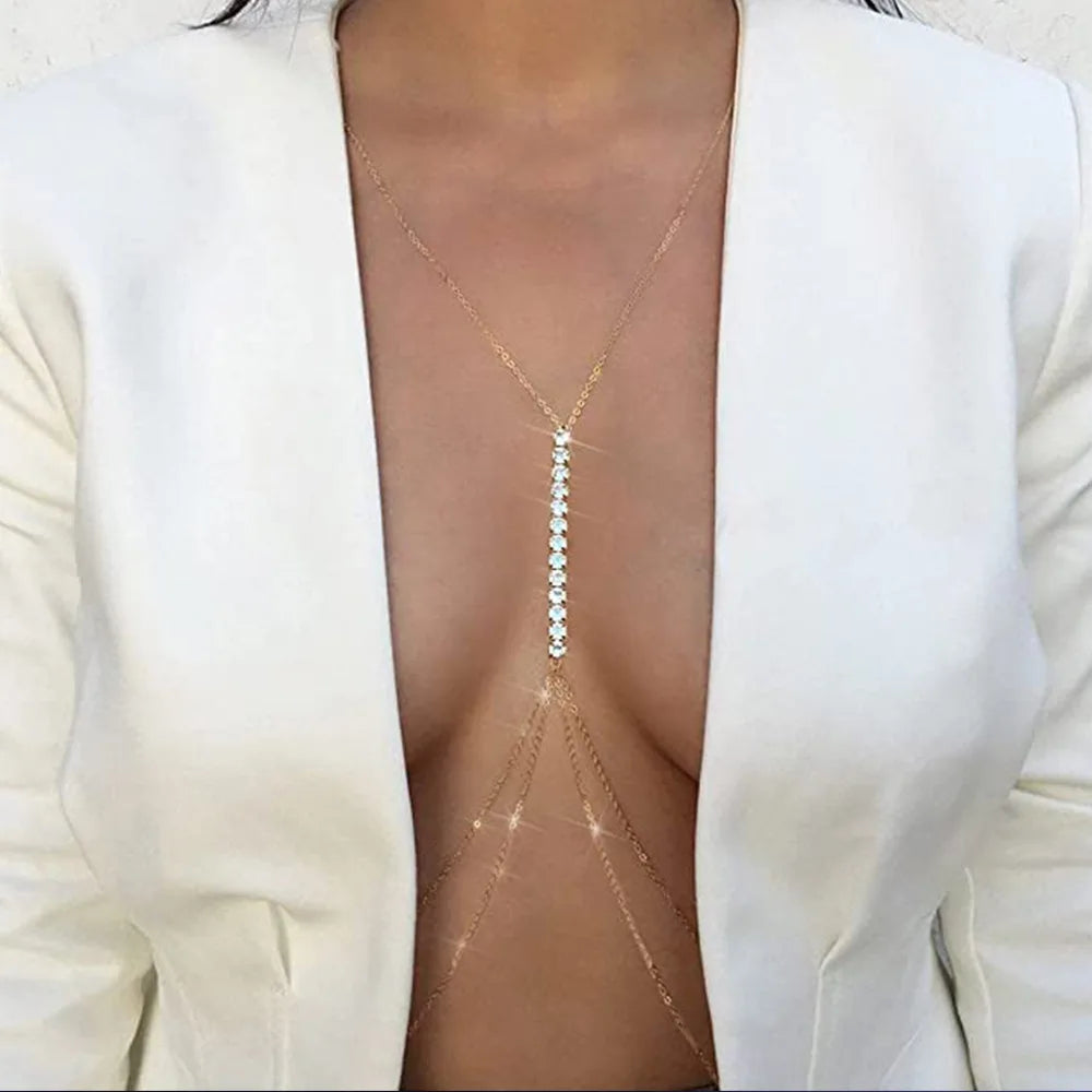 Rhinestone Chest & Waist Harness Body Chain