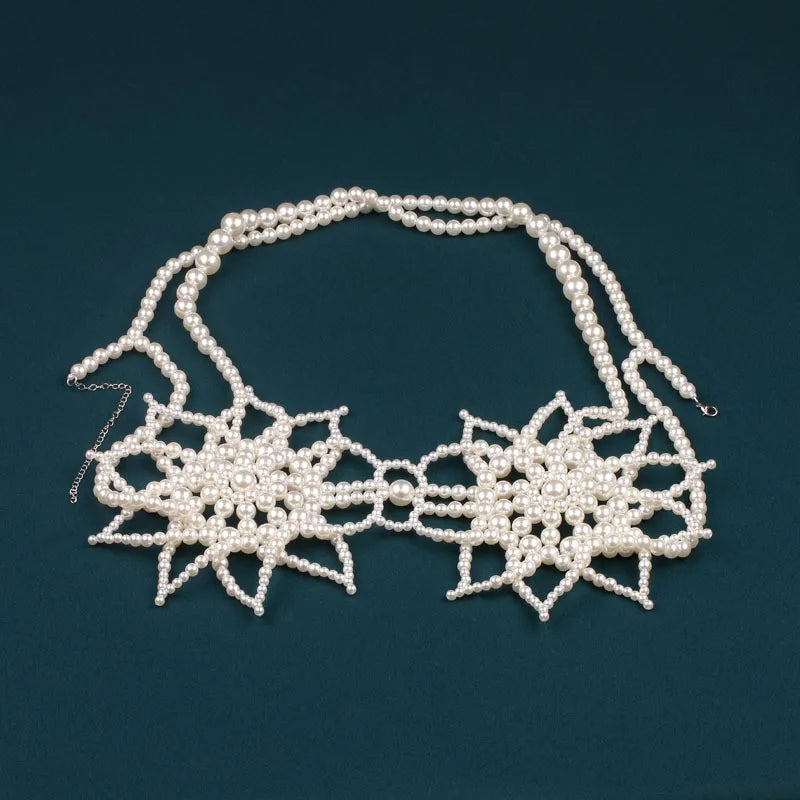 Handmade White Floral Beaded Body Chain