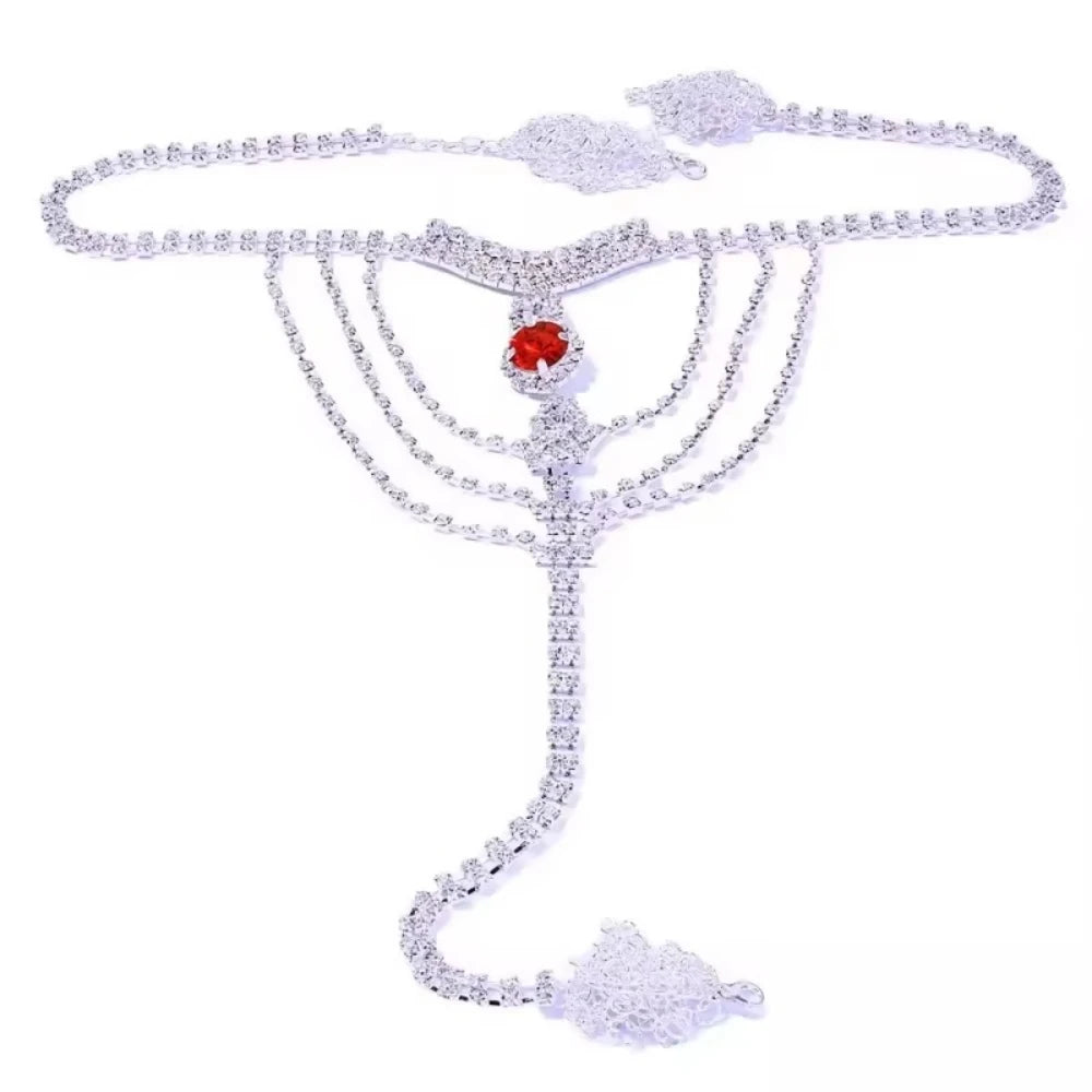 Crystal Thong & Belly Chain Body Jewellery Set