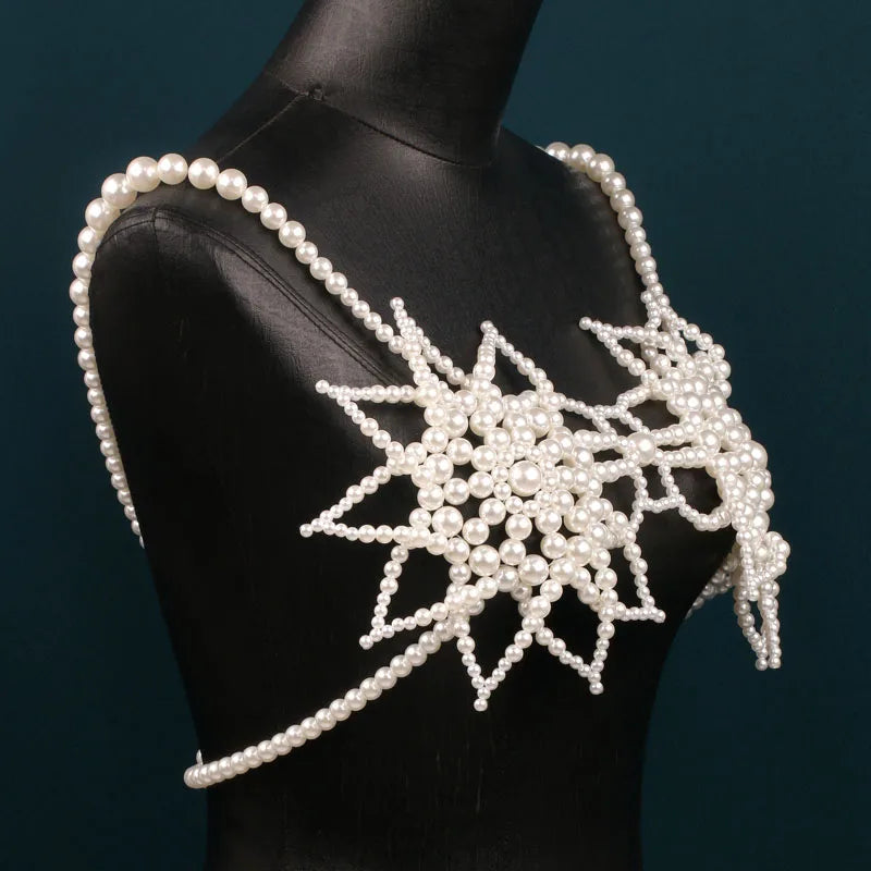 Handmade White Floral Beaded Body Chain