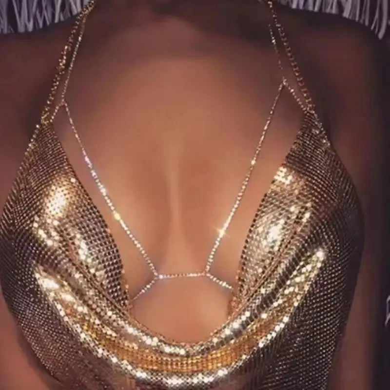 Rhinestone Chest & Waist Harness Body Chain