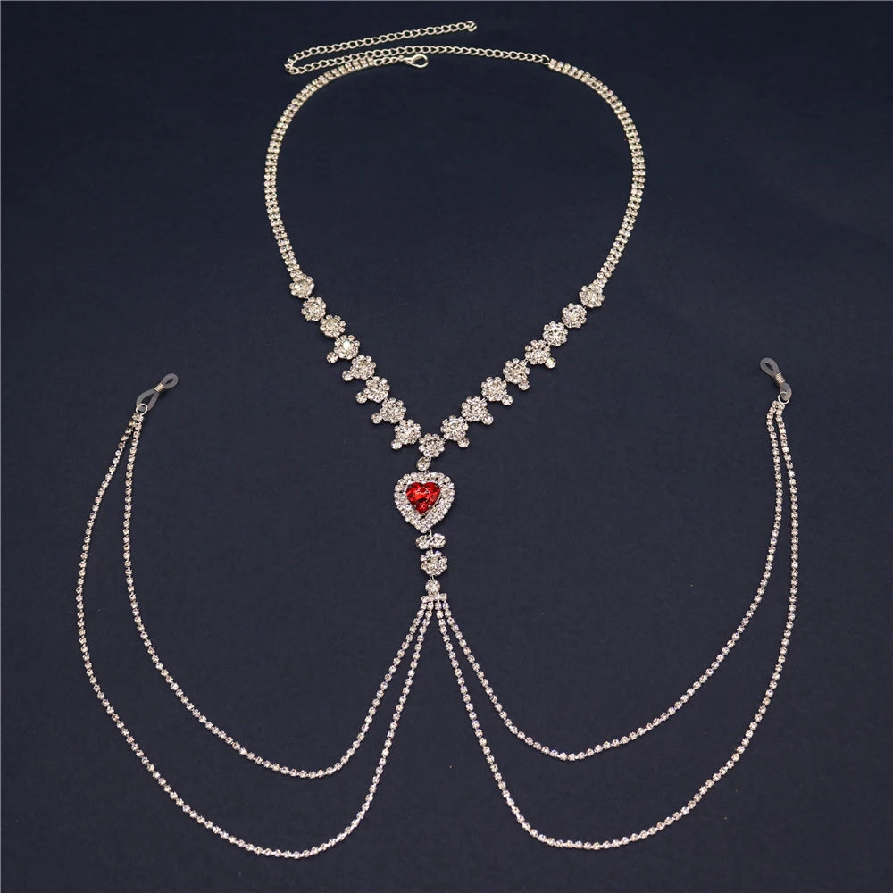 Red Heart Non-Piercing Nipple Chain