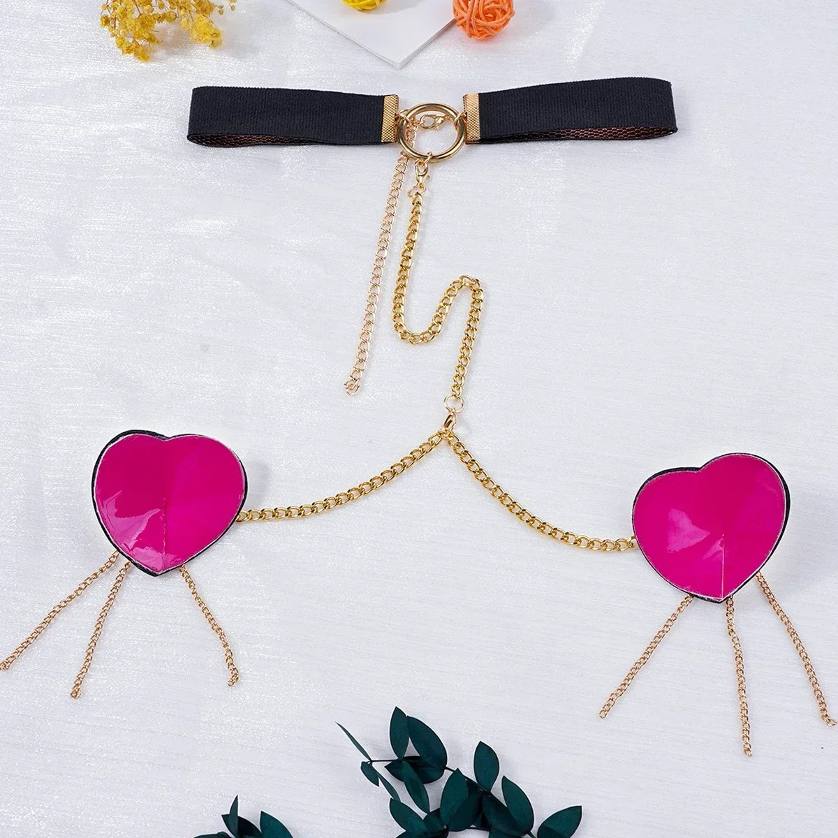 Heart Tassel Leather Nipple Cover