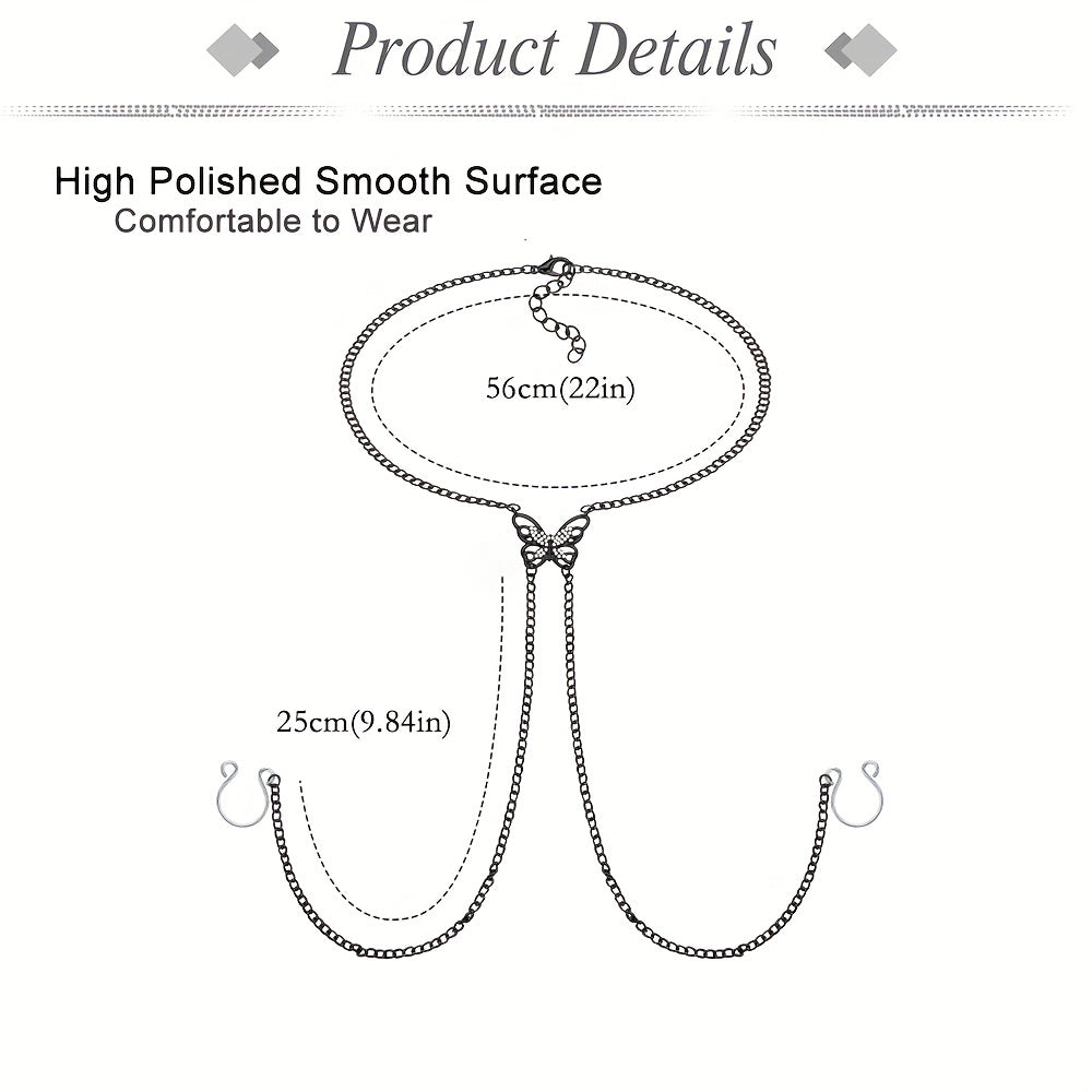 Butterfly Nipple Rings with Chain