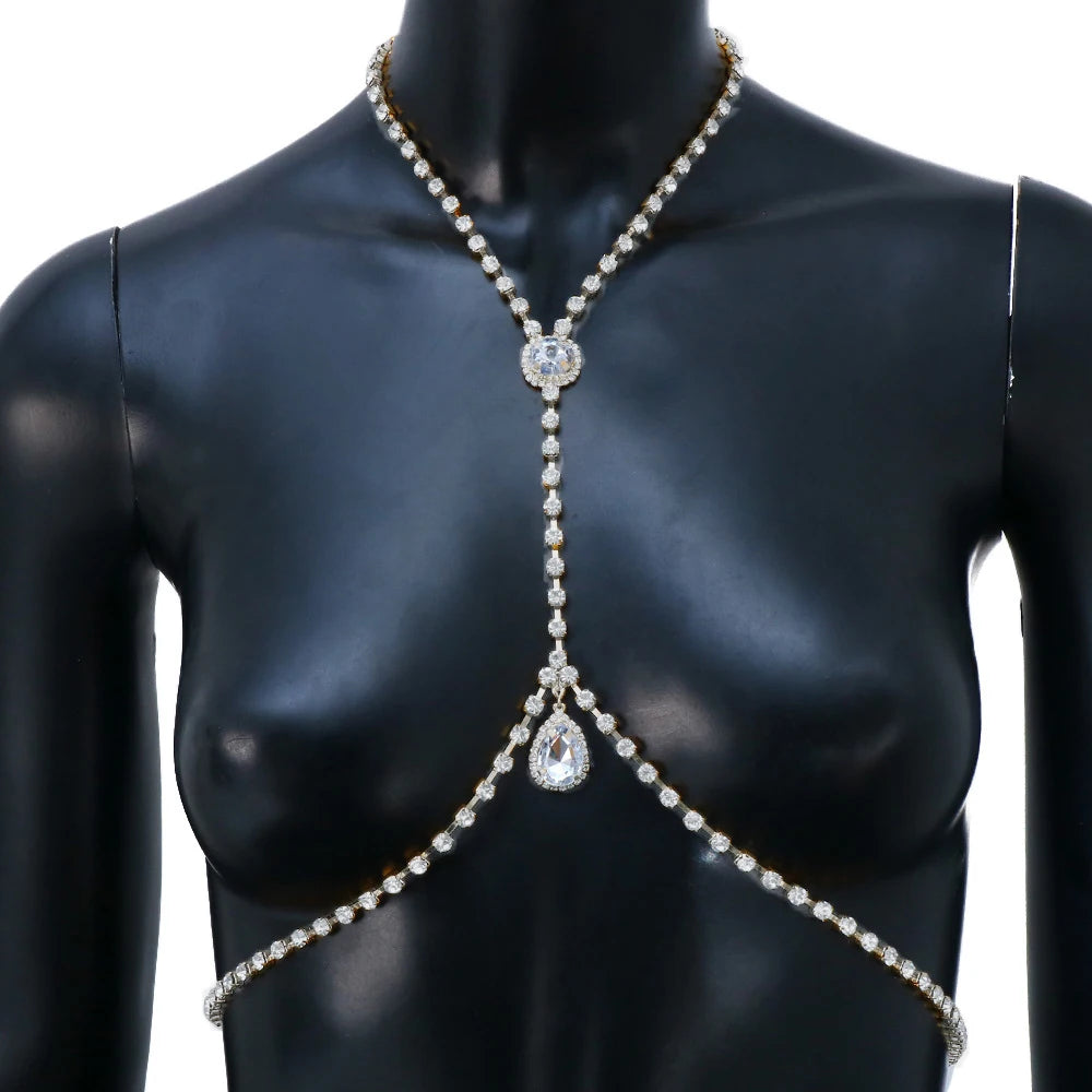 Rhinestone Chest & Waist Harness Body Chain